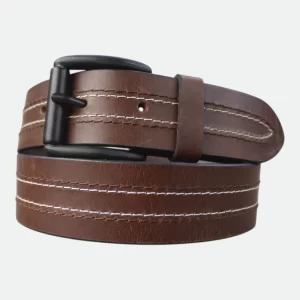 Double Stitch Casual Belt – Black Metal Buckle