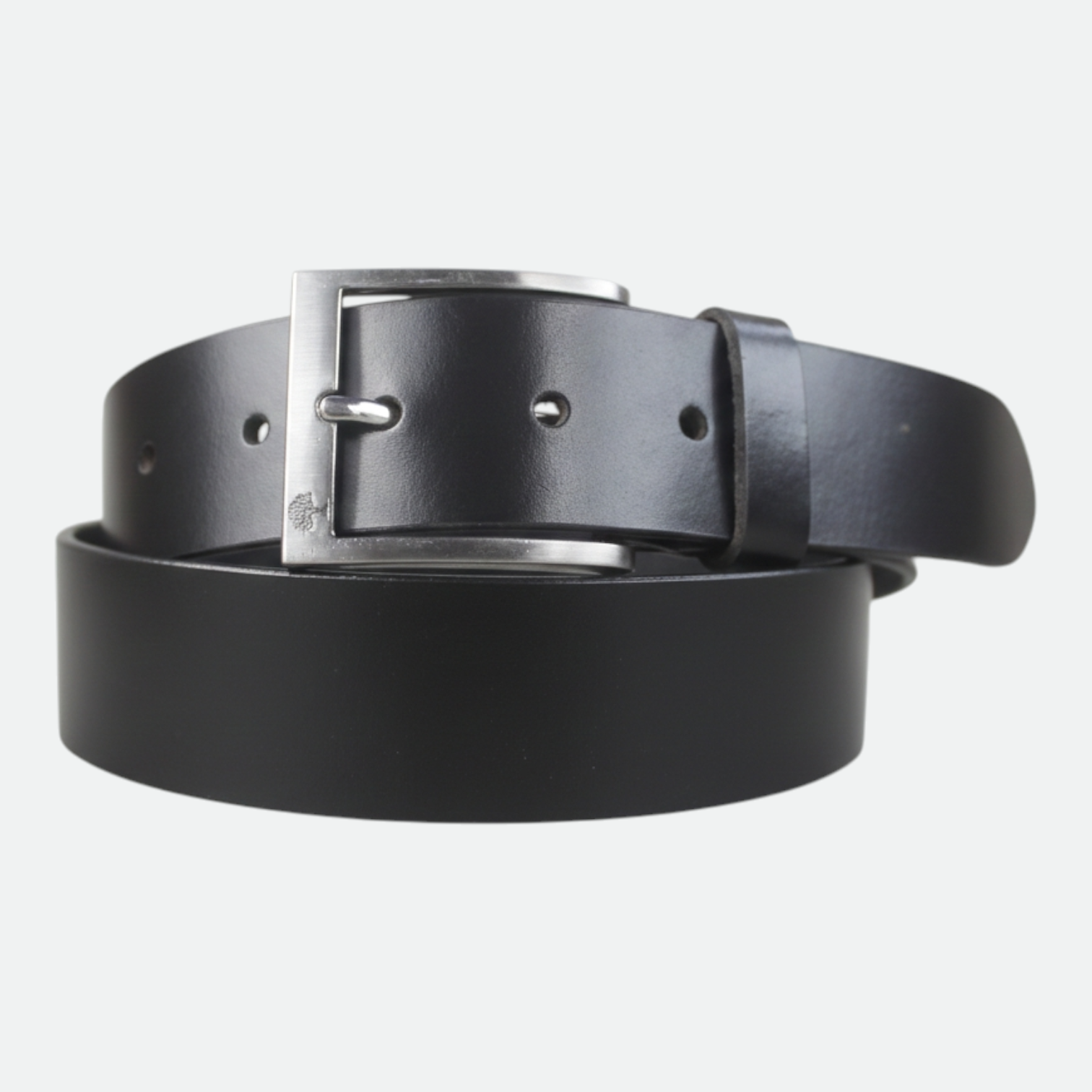 Titan 40mm Black Top Grain Leather Belt | Antique Silver